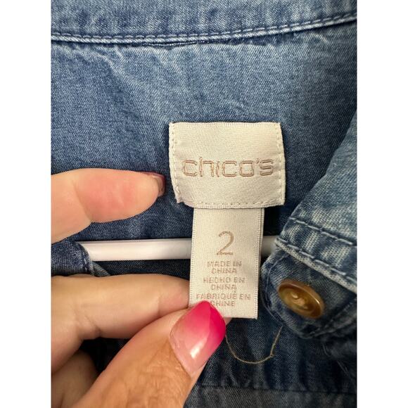 Chico's Blue Button Down Shirt - Picture 4 of 9